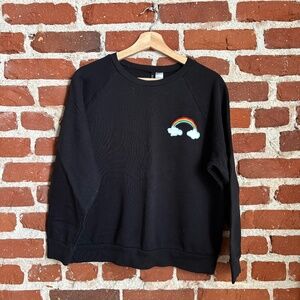 🌈 H&M Black Rainbow Patch Sweatshirt – Size XL